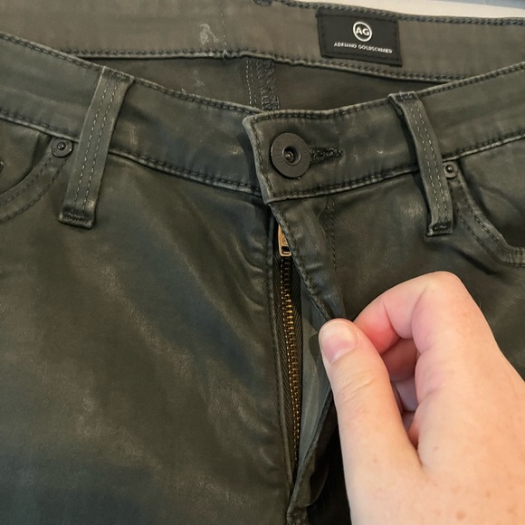 AG Adriano Goldschmied Prima Crop Coated Leatherette Jean in Olive Green size 27 - Picture 4 of 7